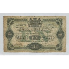 SUECIA 11914 BILLETE DE 1 KORONA CIRCULADO